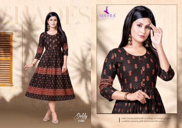 Mayra Goldy 2 Stylist Rayon Gold Print Kurti